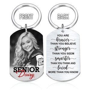 GeckoCustom You’re Braver Than You Believe Senior Keychain 2024 Graduation Keychain, HN590 No Gift box