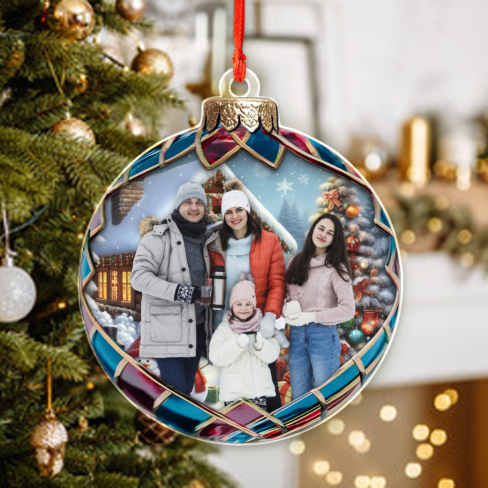 Custom Photo Good Cheer Is Found With Family Christmas Acrylic Ornament TH10 892017