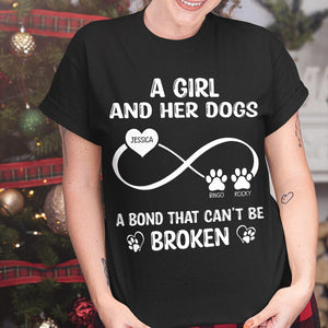 GeckoCustom A Girl And Her Dog A Bond That Can't Be Broken Personalized Custom Dog Frontside Shirt C455