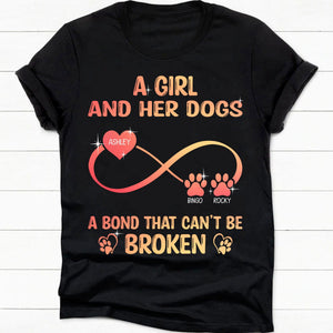 GeckoCustom A Girl And Her Dog A Bond That Can't Be Broken Personalized Custom Dog Frontside Shirt C456 Women Tee / Black Color / S