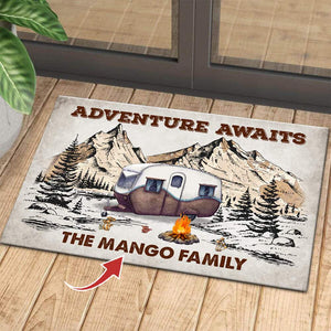 GeckoCustom Adventure Awaits Camping Doormat, Camping Gift, RVs Camper, Motor Home HN590 18x28in-45x70cm