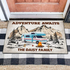 GeckoCustom Adventure Awaits Camping Doormat, Camping Gift, RVs Camper, Motor Home HN590 15x24in-40x60cm