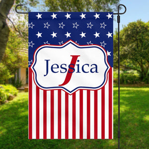 GeckoCustom American Flag 4th Of July Custom Family Name Garden Flag H339 12"x18"