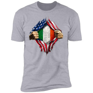 GeckoCustom American Irish Flag St Patrick Shirt Premium Tee / Heather Grey / X-Small