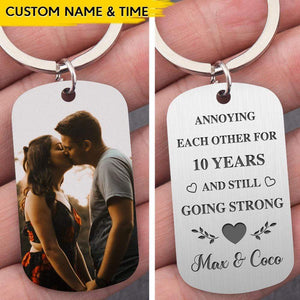 GeckoCustom Annoying Each Other Custom Photo Family Metal Keychain HN590 No Gift box / 1.77" x 1.06" / Colorful