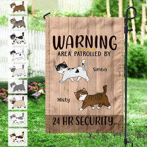 GeckoCustom Area Patrolled 24Hr By Security Cat Garden Flag HN590