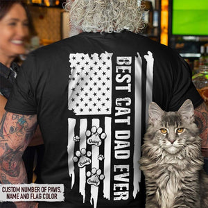 GeckoCustom Best Cat Dad Ever Flag Back Cat Shirt, HN590