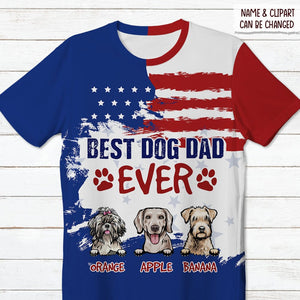 GeckoCustom Best Dog Dad Ever America Flag Dog Shirt, HN590