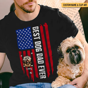 GeckoCustom Best Dog Dad Ever Flag Front Dog Shirt HN590