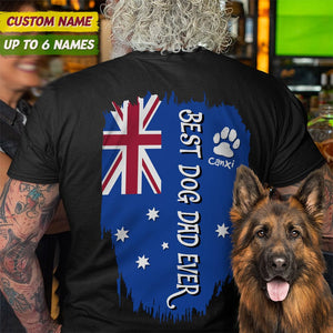 GeckoCustom Best Dog Dad Ever Paw Australia Flag Back Dog Shirt K228 HN590