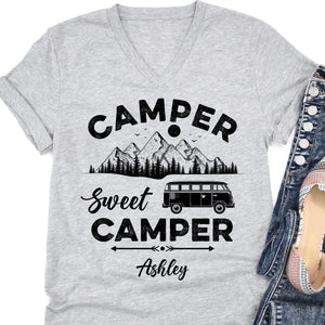 GeckoCustom Camper Sweet Camper Personalized Custom Camping Bright Shirt C594