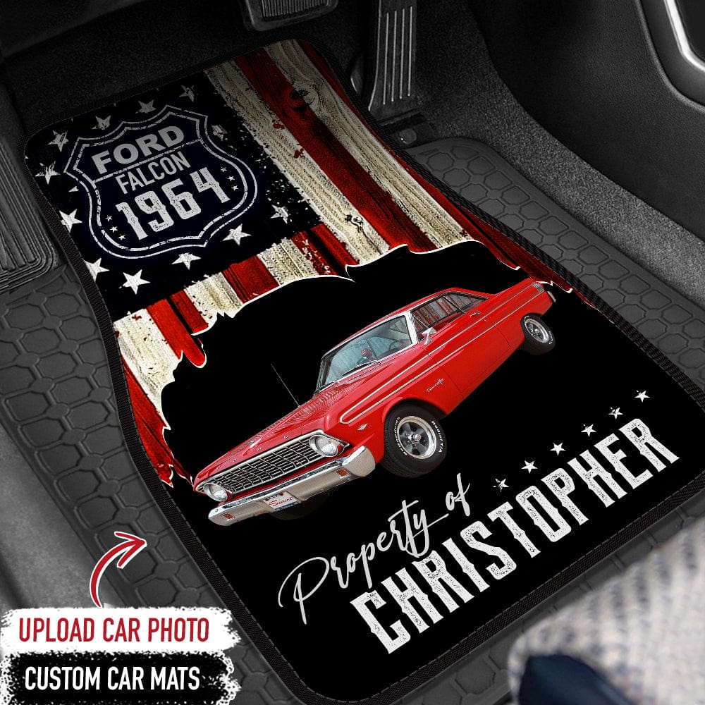 GeckoCustom Car mats Personalized Gift, Upload photo classic car, Flag USA Custom name & year, HN590