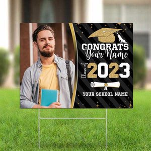 GeckoCustom Congrats Class of 2023 Custom Image Yard Sign - Graduation Day, Senior Gift HN590