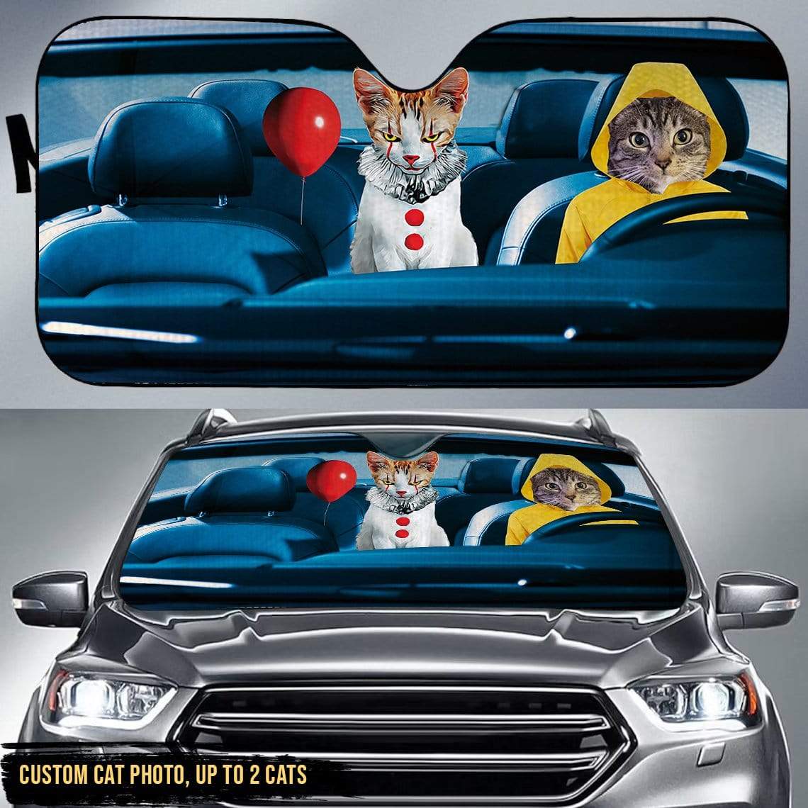 GeckoCustom Custom Cat Image IT Cat Car Sunshade, Cat Lover Gift, Halloween Gift, Custom Cat Gift, HN590