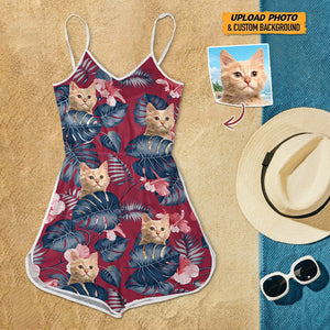 GeckoCustom Custom Cat Photo Sleeveless Romper N304