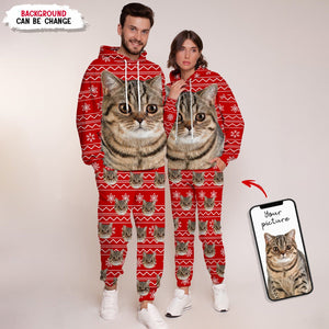 GeckoCustom Custom Dog Cat Photo Christmas Pattern Hoodie&Sweatpants N369 HN590