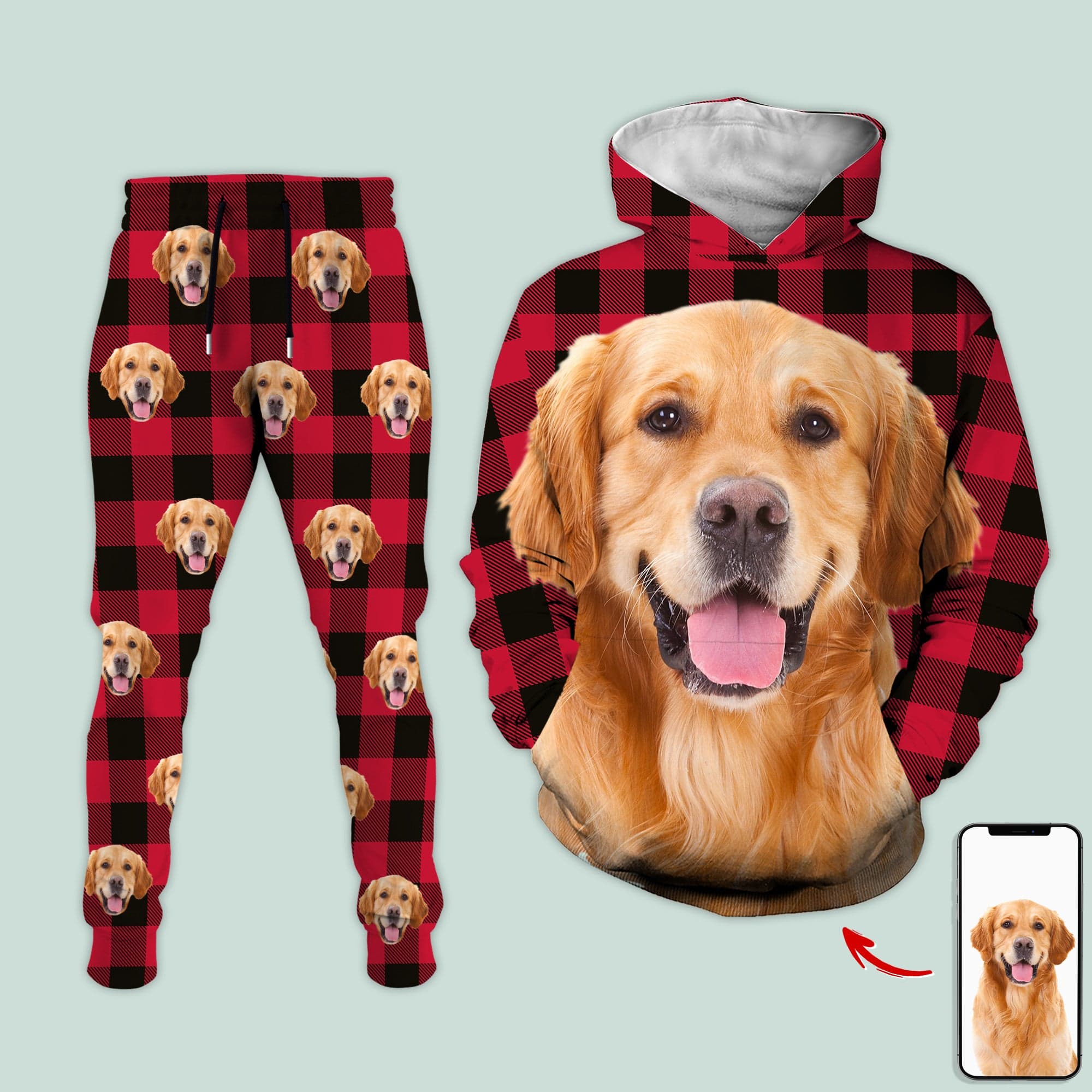 GeckoCustom Custom Dog Cat Photo Christmas Pattern Hoodie&Sweatpants N369 HN590