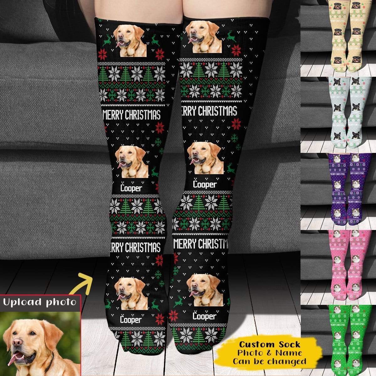 GeckoCustom Custom Dog Cat Photo Socks, Gift For Dog Cat Lovers, SG02