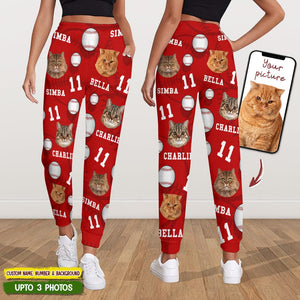 GeckoCustom Custom Dog Cat Photo With Baseball Pattern Sweatpants T286 HN590