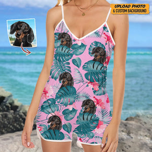 GeckoCustom Custom Dog Photo Sleeveless Romper N304