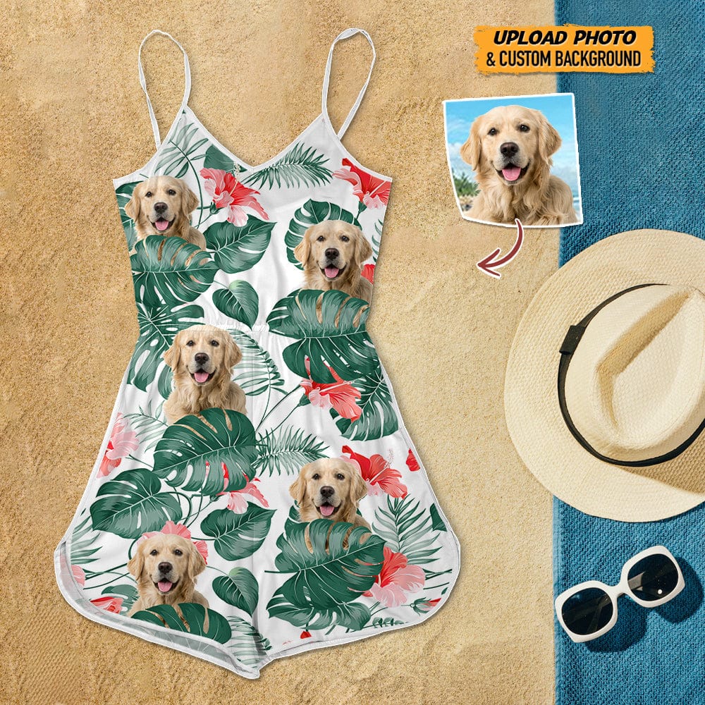 GeckoCustom Custom Dog Photo Sleeveless Romper N304