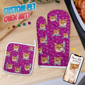 GeckoCustom Custom Dog Photo With Accessory Pattern Oven Mitt K228 889008 1 Oven Mitt & 1 Pot Holder