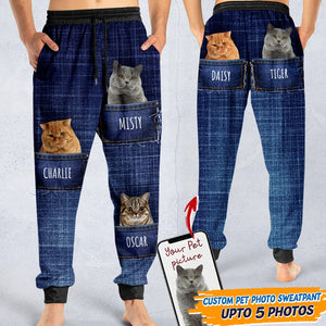 GeckoCustom Custom Face Dog Cat Photo Pattern Jeans Sweatpants N369 HN590