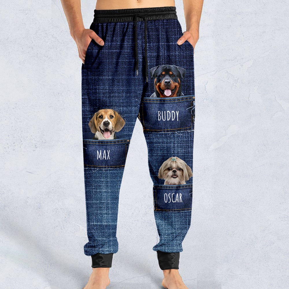 GeckoCustom Custom Face Dog Cat Photo Pattern Jeans Sweatpants N369 HN590