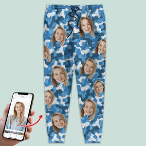 GeckoCustom Custom Face Photo Camo Background Christmas Gift Sweatpants N304 HN590