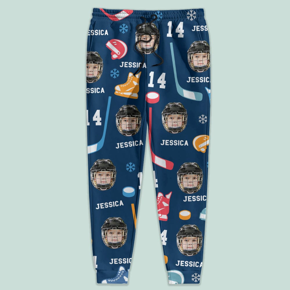 GeckoCustom Custom Face Photo With Hockey Pattern Sport Sweatpants T286 HN590