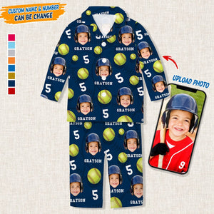 GeckoCustom Custom Face Photo With Softball Pajamas Christmas T286 HN590