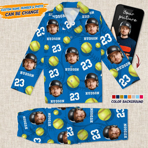 GeckoCustom Custom Face Photo With Softball Sport Pajamas T286 HN590