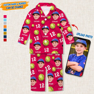 GeckoCustom Custom Face Photo With Softball Sport Pajamas T286 HN590