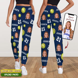 GeckoCustom Custom Face Photo With Softball Sport Sweatpants T286 HN590 For Woman / XS