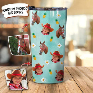 GeckoCustom Custom Horse Photo And Icons Pet Tumbler HN590 20 Oz