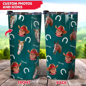 GeckoCustom Custom Horse Photo And Icons Pet Tumbler HN590 20 Oz