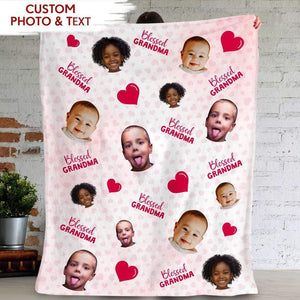 GeckoCustom Custom Image Blessed Grandma Family Blanket HN590 VPS Cozy Plush Fleece 30 x 40 Inches (baby size)es (baby size)