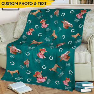 GeckoCustom Custom Pet Photo Horse Blanket HN590 VPM Cozy Plush Fleece 50x60 Inches