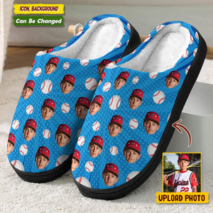 GeckoCustom Custom Photo Baseball Plush Slippers T368 HN590