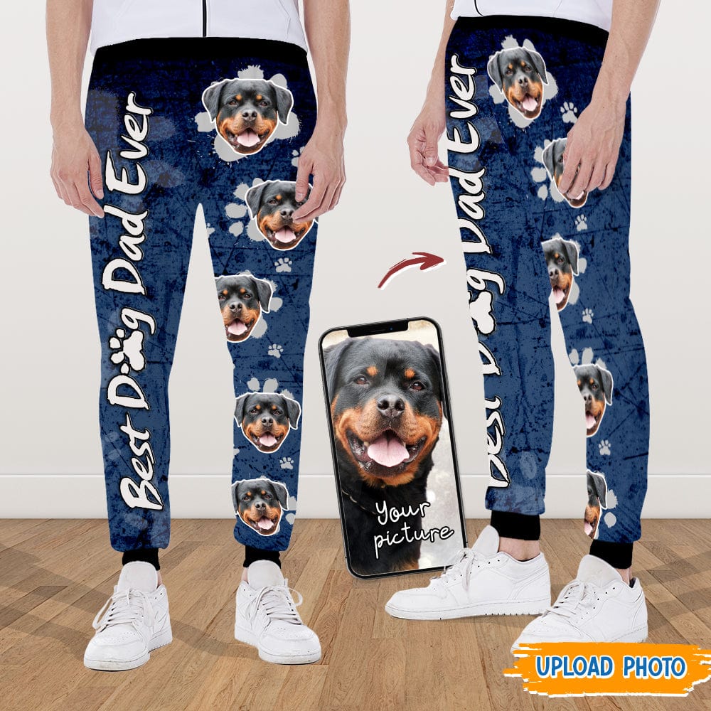 GeckoCustom Custom Photo Best Dog Dad Ever Dog Sweatpants N369 HN590