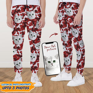 GeckoCustom Custom Photo Camo Background For Cat Lover Sweatpants N304 HN590