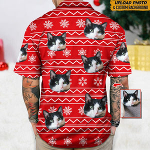 GeckoCustom Custom Photo Cat Christmas Snow Cat Hawaii Shirt N304 HN590