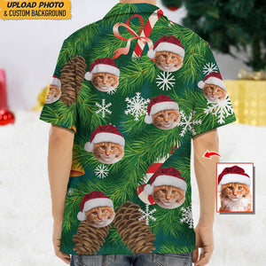 GeckoCustom Custom Photo Cat Christmas Snow Cat Hawaii Shirt N304 HN590