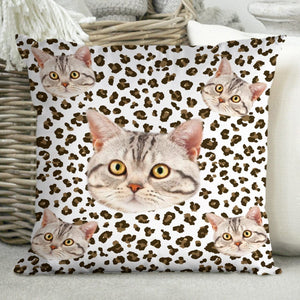 GeckoCustom Custom Photo Cat Leopard Pattern For Cat Lover Pillow N304 HN590