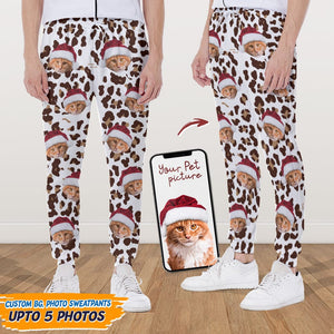 GeckoCustom Custom Photo Cat Leopard Pattern For Cat Lover Sweatpants N304 HN590