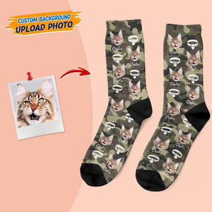 GeckoCustom Custom Photo Cat Tie Dye Socks N304 HN590