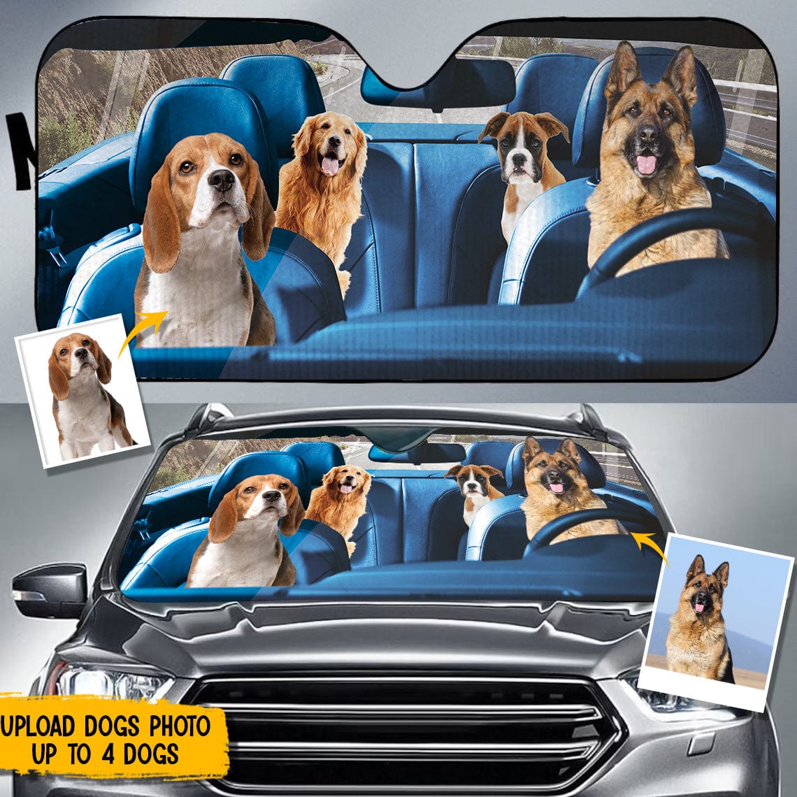 GeckoCustom Custom Photo Dog Cat Car Sunshade N369 HN590