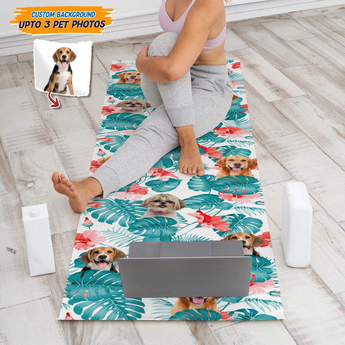 GeckoCustom Custom Photo Dog Cat Hawaii Pet Yoga Mats T286 HN590 23" x 73" (58cm x 183cm)