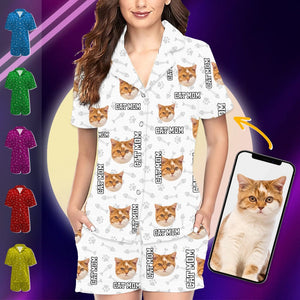 GeckoCustom Custom Photo Dog Cat With Paw Short Pajamas K228 9005