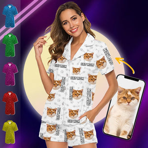 GeckoCustom Custom Photo Dog Cat With Paw Short Pajamas K228 9005